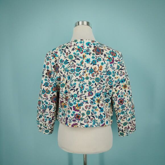 Elevenses Anthropologie Size 14 Patchwork Petal Floral Open Blazer Jacket - Picture 3 of 7